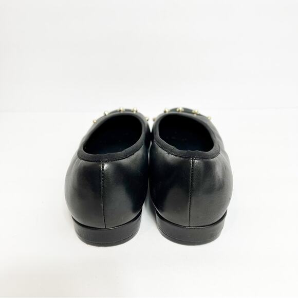 VANELO PEARL GOLD LEATHER BLACK GOLD WOMEN FLATS SIZE 7 - Picture 6 of 6